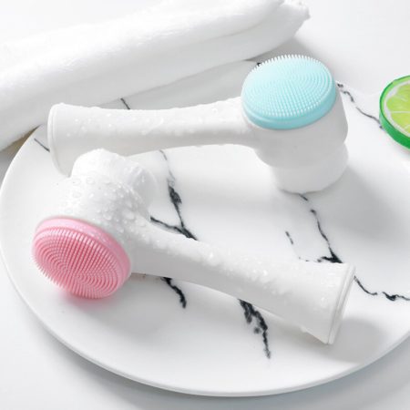 Brosse de nettoyage double face, brosse de nettoyage en silicone, brosse de  nettoyage 2 en 1 manuelle brosse de nettoyage à double action (rose)