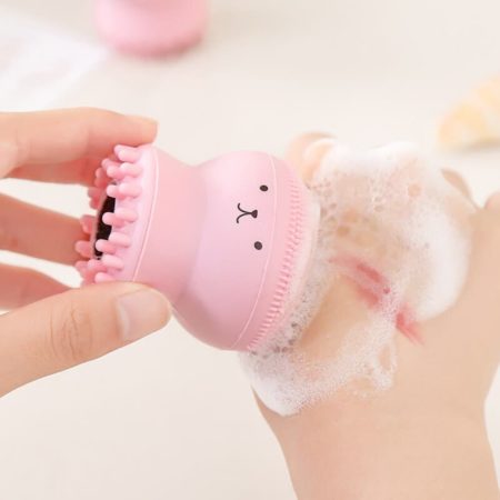 Brosse nettoyante électrique pour visage brosse en silicone nettoyage des  pores 2 vitesses+4 têtes(blanc)